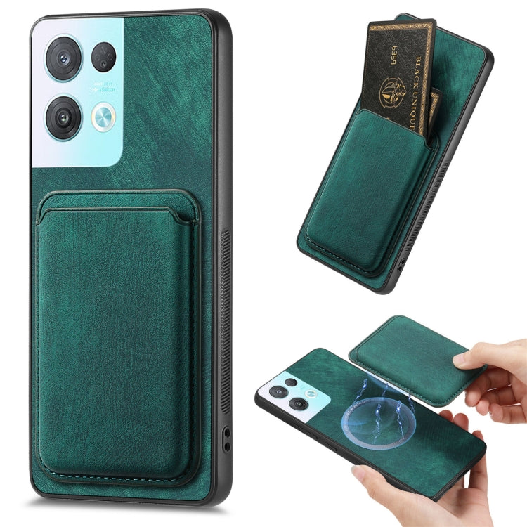 For OPPO Reno8 Pro 5G Retro Leather Card Bag Magnetic Phone Case(Green) - OPPO Cases by PMC Jewellery | Online Shopping South Africa | PMC Jewellery | Buy Now Pay Later Mobicred