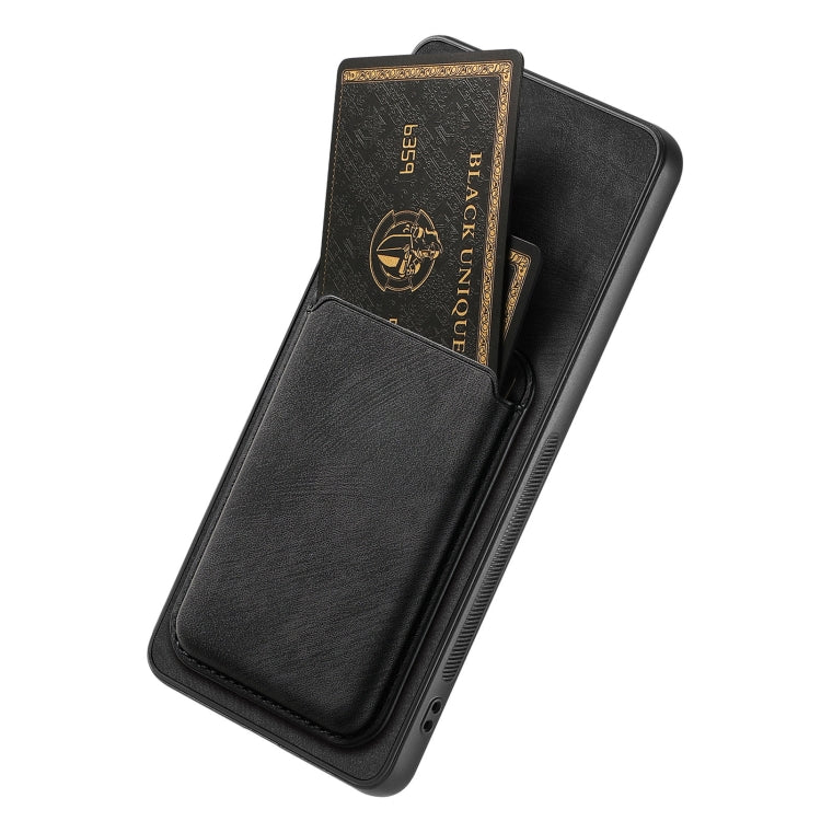 For OPPO A57 5G Retro Leather Card Bag Magnetic Phone Case(Black) - OPPO Cases by PMC Jewellery | Online Shopping South Africa | PMC Jewellery | Buy Now Pay Later Mobicred