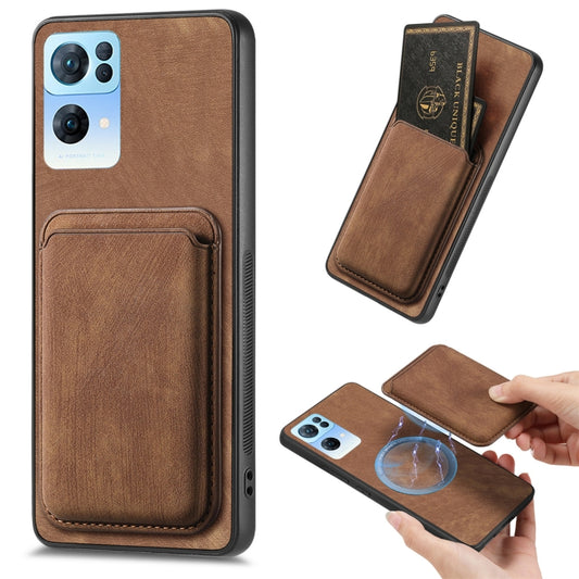 For OPPO Reno7 Pro 5G Retro Leather Card Bag Magnetic Phone Case(Brown) - OPPO Cases by PMC Jewellery | Online Shopping South Africa | PMC Jewellery | Buy Now Pay Later Mobicred