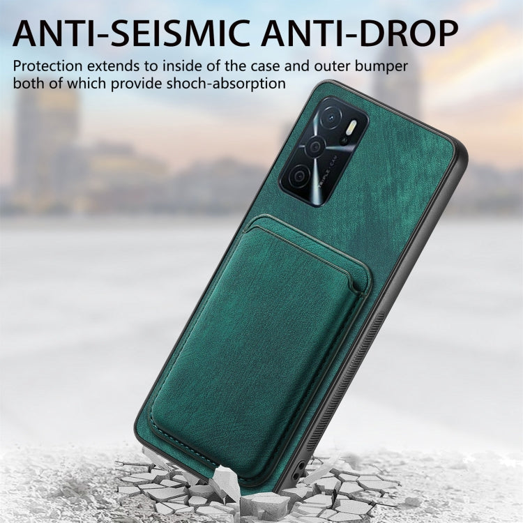 For OPPO A16 Retro Leather Card Bag Magnetic Phone Case(Green) - OPPO Cases by PMC Jewellery | Online Shopping South Africa | PMC Jewellery | Buy Now Pay Later Mobicred