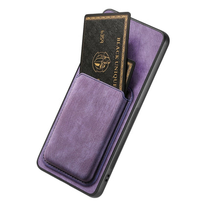 For OPPO Reno6 Pro 5G Retro Leather Card Bag Magnetic Phone Case(Purple) - OPPO Cases by PMC Jewellery | Online Shopping South Africa | PMC Jewellery | Buy Now Pay Later Mobicred