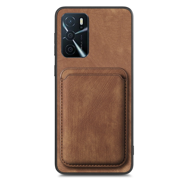 For OPPO F19 Pro+ Retro Leather Card Bag Magnetic Phone Case(Brown) - OPPO Cases by PMC Jewellery | Online Shopping South Africa | PMC Jewellery | Buy Now Pay Later Mobicred