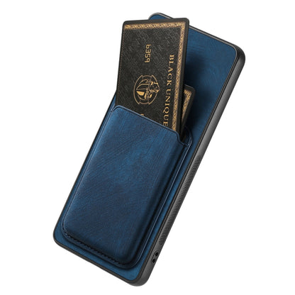 For OPPO Reno5 5G Retro Leather Card Bag Magnetic Phone Case(Blue) - OPPO Cases by PMC Jewellery | Online Shopping South Africa | PMC Jewellery | Buy Now Pay Later Mobicred