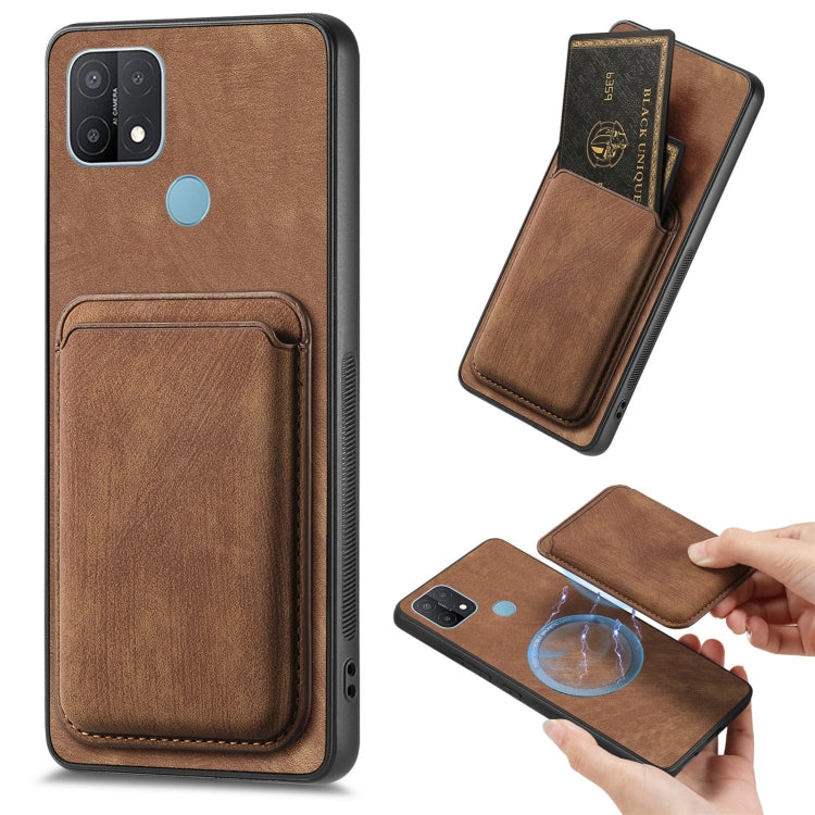 For OPPO A15 Retro Leather Card Bag Magnetic Phone Case(Brown) - OPPO Cases by PMC Jewellery | Online Shopping South Africa | PMC Jewellery | Buy Now Pay Later Mobicred