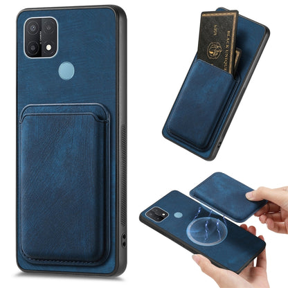 For OPPO A15 Retro Leather Card Bag Magnetic Phone Case(Blue) - OPPO Cases by PMC Jewellery | Online Shopping South Africa | PMC Jewellery | Buy Now Pay Later Mobicred