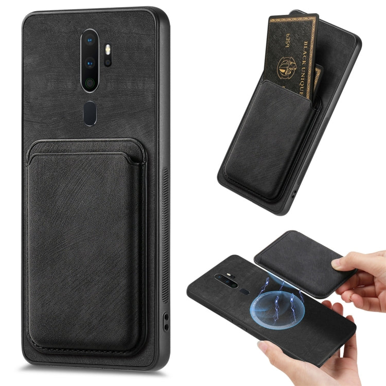 For OPPO A5 Retro Leather Card Bag Magnetic Phone Case(Black) - OPPO Cases by PMC Jewellery | Online Shopping South Africa | PMC Jewellery | Buy Now Pay Later Mobicred