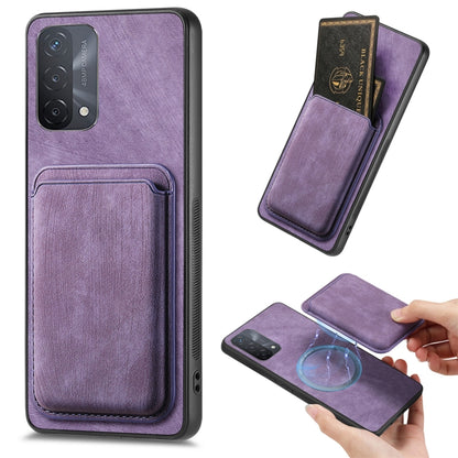 For OPPO A93 5G/A74 5G/A54 5G Retro Leather Card Bag Magnetic Phone Case(Purple) - OPPO Cases by PMC Jewellery | Online Shopping South Africa | PMC Jewellery | Buy Now Pay Later Mobicred