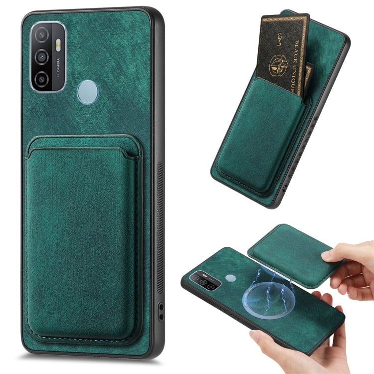 For OPPO A53 / A53S Retro Leather Card Bag Magnetic Phone Case(Green) - OPPO Cases by PMC Jewellery | Online Shopping South Africa | PMC Jewellery | Buy Now Pay Later Mobicred