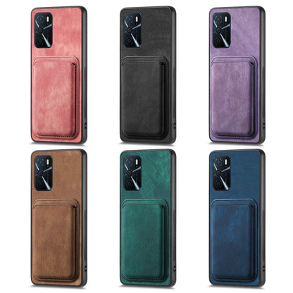 For OPPO A78 4G Retro Leather Card Bag Magnetic Phone Case(Purple) - OPPO Cases by PMC Jewellery | Online Shopping South Africa | PMC Jewellery | Buy Now Pay Later Mobicred