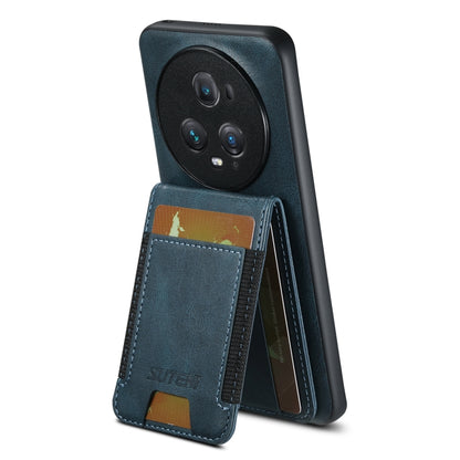 For Honor Magic6 Pro Suteni H03 Oil Wax Leather Wallet Stand Back Phone Case(Blue) - Honor Cases by Suteni | Online Shopping South Africa | PMC Jewellery | Buy Now Pay Later Mobicred