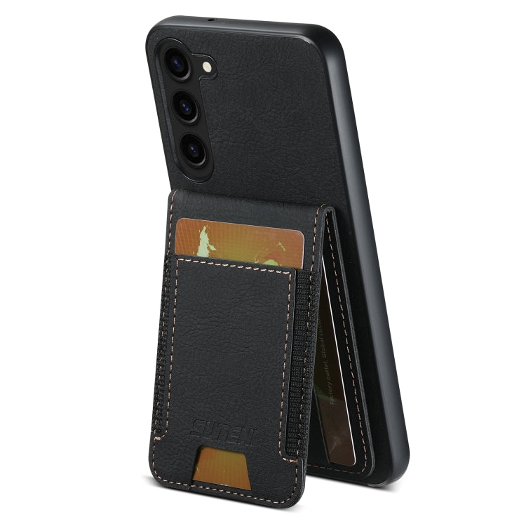 For Samsuny Galaxy S24+ 5G Suteni H03 Litchi Leather Card Bag Stand Back Phone Case(Black) - Galaxy S24+ 5G Cases by Suteni | Online Shopping South Africa | PMC Jewellery | Buy Now Pay Later Mobicred