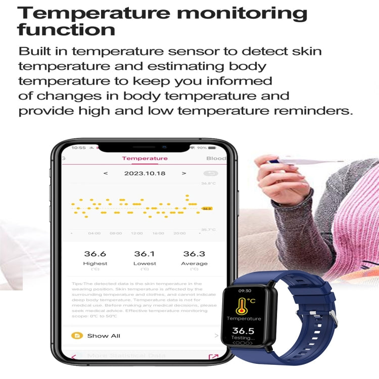 TK72 1.47 inch Color Screen Smart Watch, Support Heart Rate / Blood Pressure / Blood Oxygen / Blood Sugar Monitoring(Black) - Smart Wristbands by PMC Jewellery | Online Shopping South Africa | PMC Jewellery