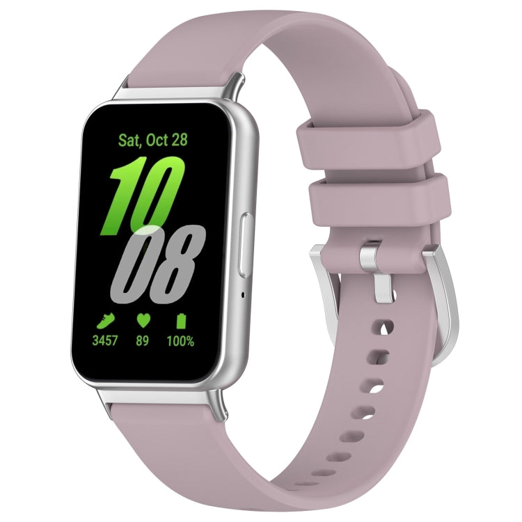 For Samsung Galaxy Fit 3 SM-R390 Metal Connector Liquid Glossy Silicone Watch Band(Purple) - Watch Bands by PMC Jewellery | Online Shopping South Africa | PMC Jewellery