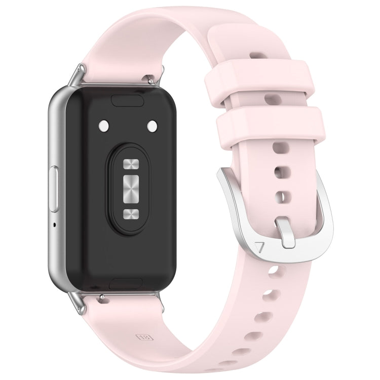 For Samsung Galaxy Fit 3 SM-R390 Metal Connector Liquid Glossy Silicone Watch Band(Light Pink) - Watch Bands by PMC Jewellery | Online Shopping South Africa | PMC Jewellery