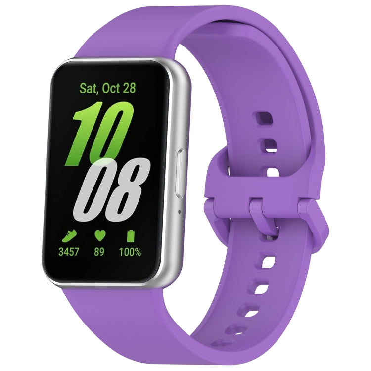 For Samsung Galaxy Fit 3 SM-R390 Solid Color Buckle Silicone Watch Band(Purple) - Watch Bands by PMC Jewellery | Online Shopping South Africa | PMC Jewellery