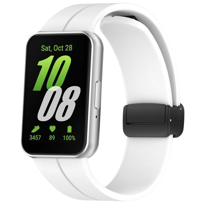 For Samsung Galaxy Fit 3 SM-R390 Magnetic Folding Buckle Silicone Watch Band(White) - Watch Bands by PMC Jewellery | Online Shopping South Africa | PMC Jewellery