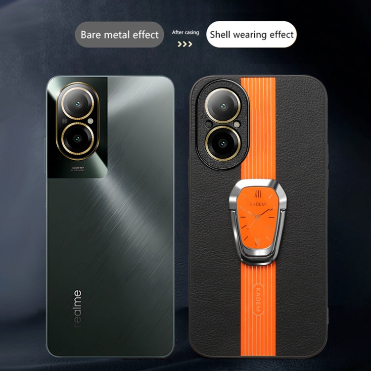 For Realme C67 4G Magnetic Litchi Leather Back Phone Case with Holder(Orange) - C67 Cases by PMC Jewellery | Online Shopping South Africa | PMC Jewellery | Buy Now Pay Later Mobicred