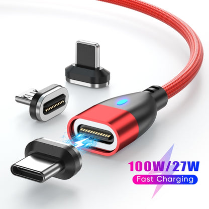 ENKAY 3 in 1 PD100W Type-C to Type-C / 8 Pin / Micro USB Magnetic Fast Charging Cable, Cable Length:1.8m(Red) - Charging Cable & Head by ENKAY | Online Shopping South Africa | PMC Jewellery | Buy Now Pay Later Mobicred