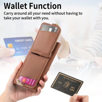 For Samsung Galaxy S24 Ultra 5G Litchi Leather Oil Edge Ring Zipper Wallet Back Phone Case(Brown) - Galaxy S24 Ultra 5G Cases by PMC Jewellery | Online Shopping South Africa | PMC Jewellery | Buy Now Pay Later Mobicred