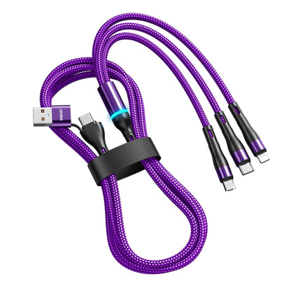 ENKAY 6-in-1 5A USB + Type-C to Type-C / 8 Pin / Micro USB Multifunction Fast Charging Cable, Cable Length:1.3m(Purple) - Multifunction Cable by ENKAY | Online Shopping South Africa | PMC Jewellery