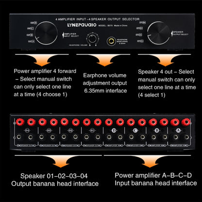 B070 4 Input 4 Ooutput Power Amplifier Speaker Selector Switcher Speaker Comparator -  by PMC Jewellery | Online Shopping South Africa | PMC Jewellery | Buy Now Pay Later Mobicred