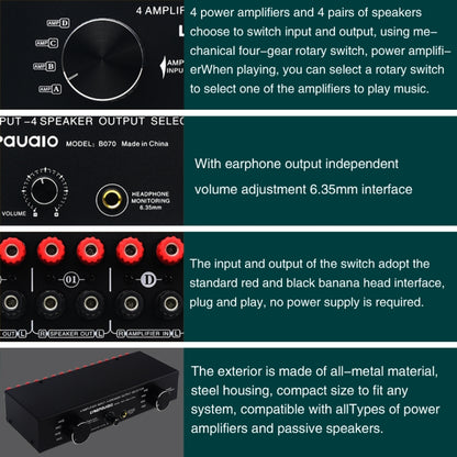 B070 4 Input 4 Ooutput Power Amplifier Speaker Selector Switcher Speaker Comparator -  by PMC Jewellery | Online Shopping South Africa | PMC Jewellery | Buy Now Pay Later Mobicred