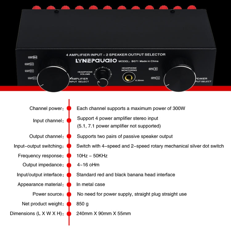 B071 4 Input 2 Output or 2 In 4 Out Power Amplifier Speaker Selector Switcher -  by PMC Jewellery | Online Shopping South Africa | PMC Jewellery | Buy Now Pay Later Mobicred