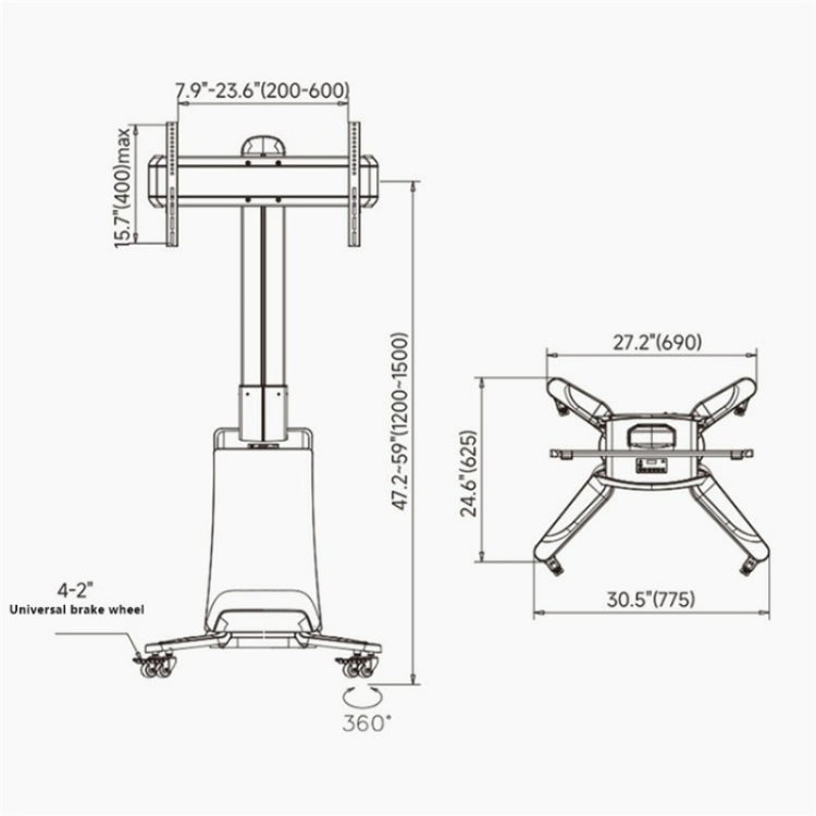 NB G85 55-85 inch TV Electric Remote Control Mobile Cart TV Floor Stand For Samsung / Hisense(UK Plug) - TV Brackets & Mounts by PMC Jewellery | Online Shopping South Africa | PMC Jewellery | Buy Now Pay Later Mobicred