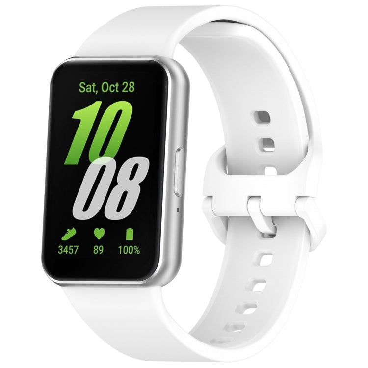 For Samsung Galaxy Fit 3 Solid Color Colorful Buckle Silicone Watch Band(White) - Watch Bands by PMC Jewellery | Online Shopping South Africa | PMC Jewellery