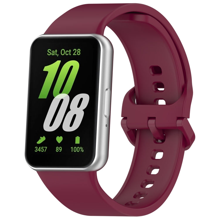 For Samsung Galaxy Fit 3 Solid Color Colorful Buckle Silicone Watch Band(Wine Red) - Watch Bands by PMC Jewellery | Online Shopping South Africa | PMC Jewellery