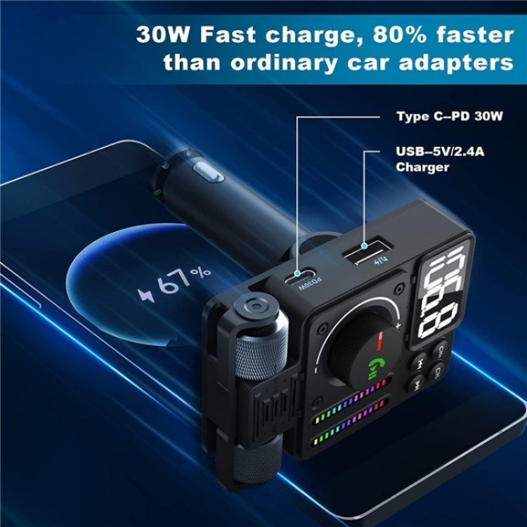 MT01 Car FM Transmitter MP3 Music Player Bluetooth Adapter Type-C + USB Car Charger - Bluetooth Car Kits by PMC Jewellery | Online Shopping South Africa | PMC Jewellery | Buy Now Pay Later Mobicred