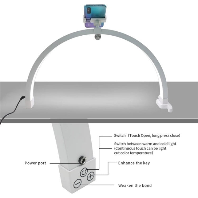 M12X Foldable LED Half Moon Lamp Touch Control Nail Art Lamp, Length: 56cm(AU Plug) - Selfie Light by PMC Jewellery | Online Shopping South Africa | PMC Jewellery | Buy Now Pay Later Mobicred