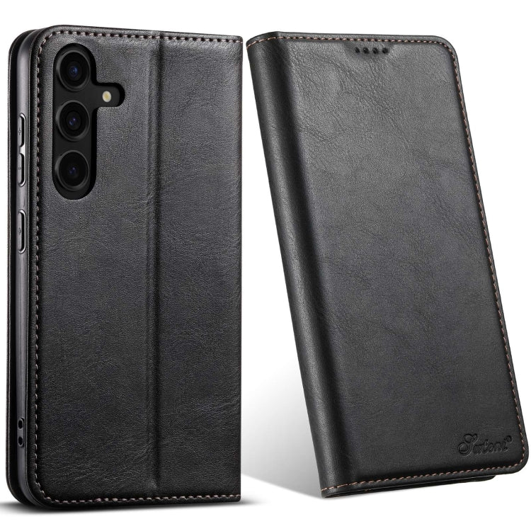 For Samsung Galaxy S24 5G Suteni J02 Oil Wax Wallet Leather Phone Case(Black) - Galaxy S24 5G Cases by Suteni | Online Shopping South Africa | PMC Jewellery | Buy Now Pay Later Mobicred