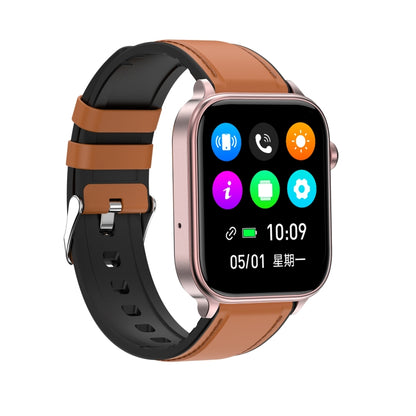 ET570 1.96 inch Color Screen Smart Watch Leather Strap, Support Bluetooth Call / ECG(Brown) - Smart Watches by PMC Jewellery | Online Shopping South Africa | PMC Jewellery