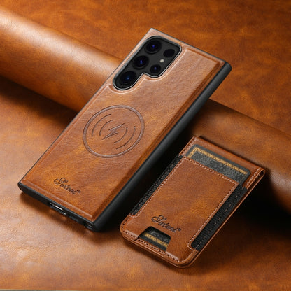 For Samsung Galaxy S22 Ultra 5G Suteni H17 Oil Eax Leather Detachable Wallet Phone Case(Brown) - Galaxy S22 Ultra 5G Cases by Suteni | Online Shopping South Africa | PMC Jewellery | Buy Now Pay Later Mobicred