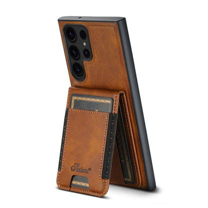 For Samsung Galaxy S22 Ultra 5G Suteni H17 Oil Eax Leather Detachable Wallet Phone Case(Brown) - Galaxy S22 Ultra 5G Cases by Suteni | Online Shopping South Africa | PMC Jewellery | Buy Now Pay Later Mobicred