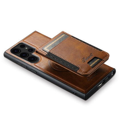 For Samsung Galaxy S22 Ultra 5G Suteni H17 Oil Eax Leather Detachable Wallet Phone Case(Brown) - Galaxy S22 Ultra 5G Cases by Suteni | Online Shopping South Africa | PMC Jewellery | Buy Now Pay Later Mobicred