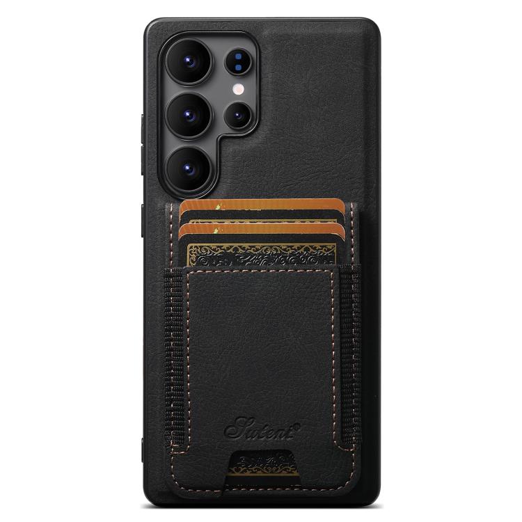 For Samsung Galaxy S25 Ultra 5G Suteni H17 Litchi Texture Leather MagSafe Detachable Wallet Phone Case(Black) - Galaxy S25 Ultra 5G Cases by Suteni | Online Shopping South Africa | PMC Jewellery | Buy Now Pay Later Mobicred