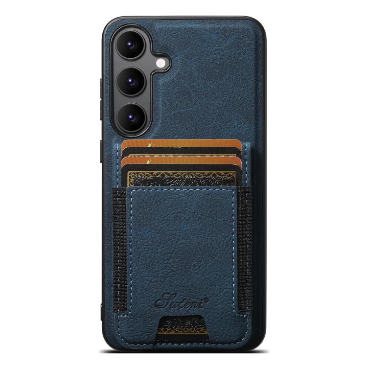 For Samsung Galaxy S25 5G Suteni H17 Litchi Texture Leather MagSafe Detachable Wallet Phone Case(Blue) - Galaxy S25 5G Cases by Suteni | Online Shopping South Africa | PMC Jewellery | Buy Now Pay Later Mobicred