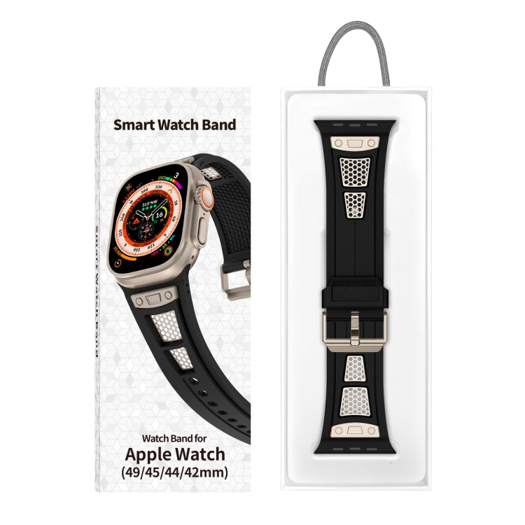 For Apple Watch SE 2023 44mm Breathable Stainless Steel Mesh TPU Watch Band(Black Titanium) - Watch Bands by PMC Jewellery | Online Shopping South Africa | PMC Jewellery