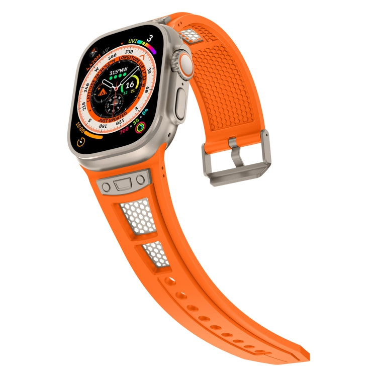 For Apple Watch Ultra 2 49mm Breathable Stainless Steel Mesh TPU Watch Band(Orange Titanium) - Watch Bands by PMC Jewellery | Online Shopping South Africa | PMC Jewellery