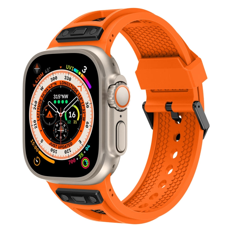 For Apple Watch Ultra 2 49mm Breathable Stainless Steel Mesh TPU Watch Band(Orange Black) - Watch Bands by PMC Jewellery | Online Shopping South Africa | PMC Jewellery