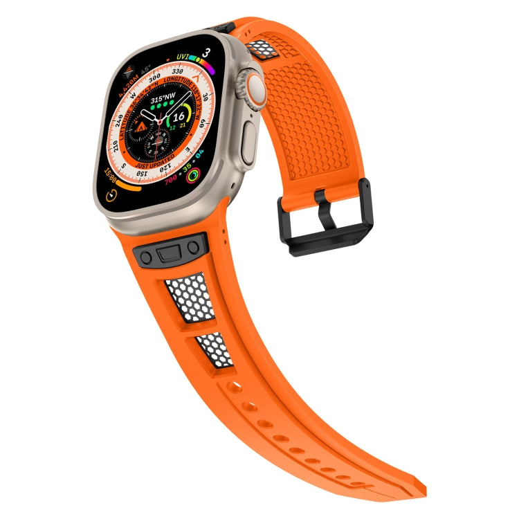 For Apple Watch Ultra 2 49mm Breathable Stainless Steel Mesh TPU Watch Band(Orange Black) - Watch Bands by PMC Jewellery | Online Shopping South Africa | PMC Jewellery