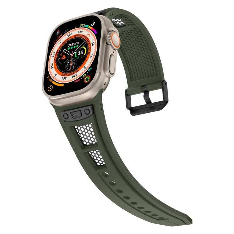 For Apple Watch Ultra 2 49mm Breathable Stainless Steel Mesh TPU Watch Band(Green Black) - Watch Bands by PMC Jewellery | Online Shopping South Africa | PMC Jewellery