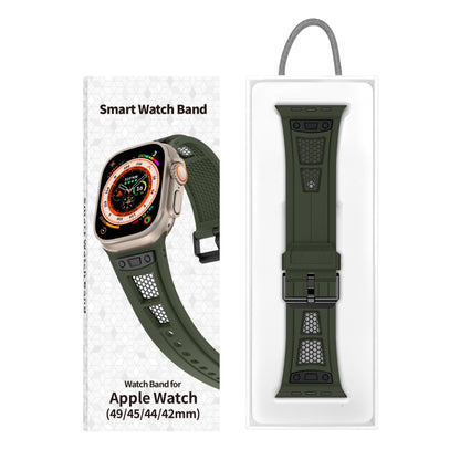 For Apple Watch Ultra 2 49mm Breathable Stainless Steel Mesh TPU Watch Band(Green Black) - Watch Bands by PMC Jewellery | Online Shopping South Africa | PMC Jewellery