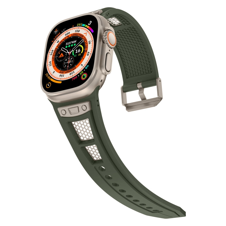 For  Apple Watch Series 9 45mm Breathable Stainless Steel Mesh TPU Watch Band(Green Titanium) - Watch Bands by PMC Jewellery | Online Shopping South Africa | PMC Jewellery