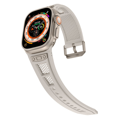 For Apple Watch Ultra 49mm Breathable Stainless Steel Mesh TPU Watch Band(Starlight Titanium) - Watch Bands by PMC Jewellery | Online Shopping South Africa | PMC Jewellery