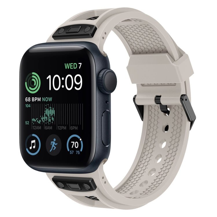 For Apple Watch SE 2022 44mm Breathable Stainless Steel Mesh TPU Watch Band(Starlight Black) - Watch Bands by PMC Jewellery | Online Shopping South Africa | PMC Jewellery