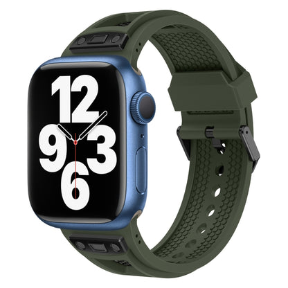 For Apple Watch Series 7 45mm Breathable Stainless Steel Mesh TPU Watch Band(Green Black) - Watch Bands by PMC Jewellery | Online Shopping South Africa | PMC Jewellery