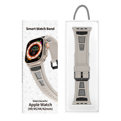 For Apple Watch Series 6 44mm Breathable Stainless Steel Mesh TPU Watch Band(Starlight Black) - Watch Bands by PMC Jewellery | Online Shopping South Africa | PMC Jewellery